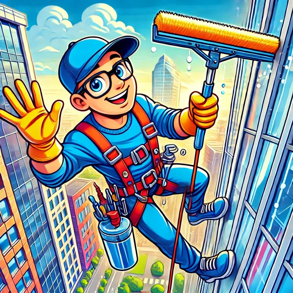Cartoon window cleaner