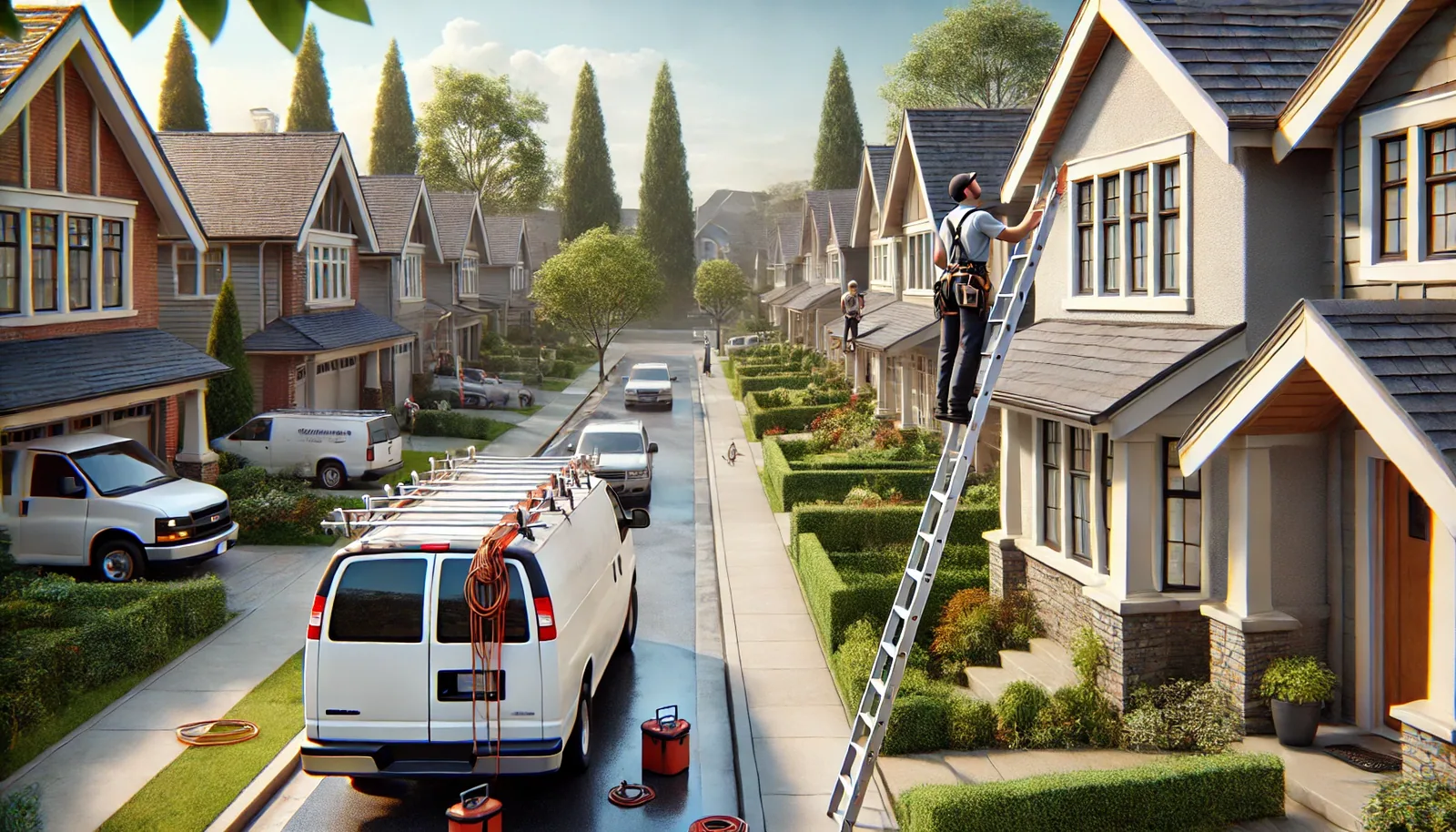 Window cleaning team at work